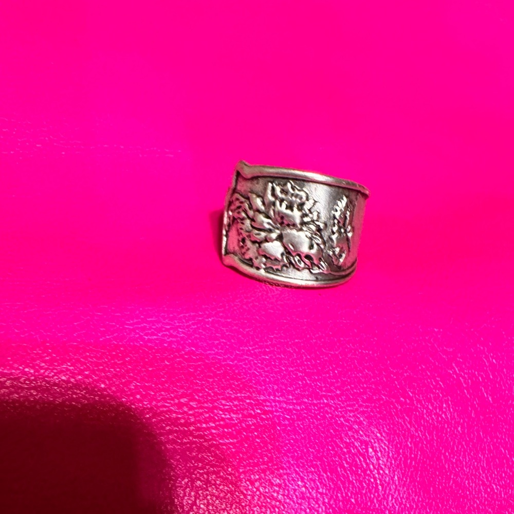 Silver Floral Engraved Spoon Ring